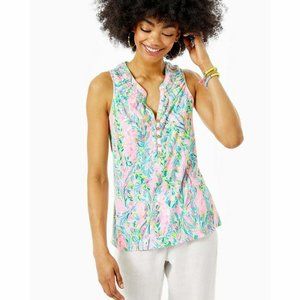 Lilly Pulitzer Essie Tank Tunic Top Smocked Printed New XS